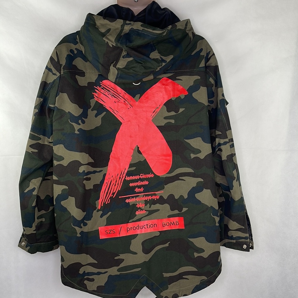 Men's Camo Hooded Fashion Trend Zip Front Jacket